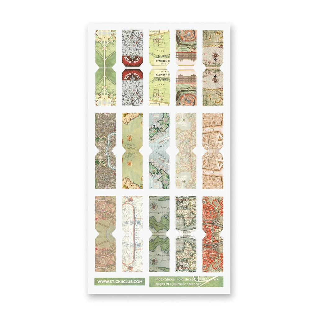 STICKII - Vintage Map Tabs Sticker Sheet