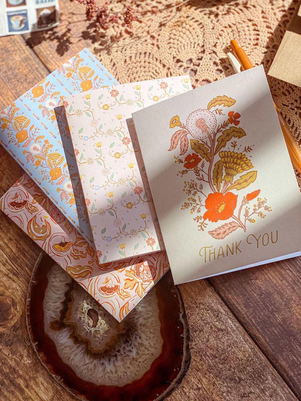 re:mused studio - Dandelion Poppy Rows A2 Greeting Card