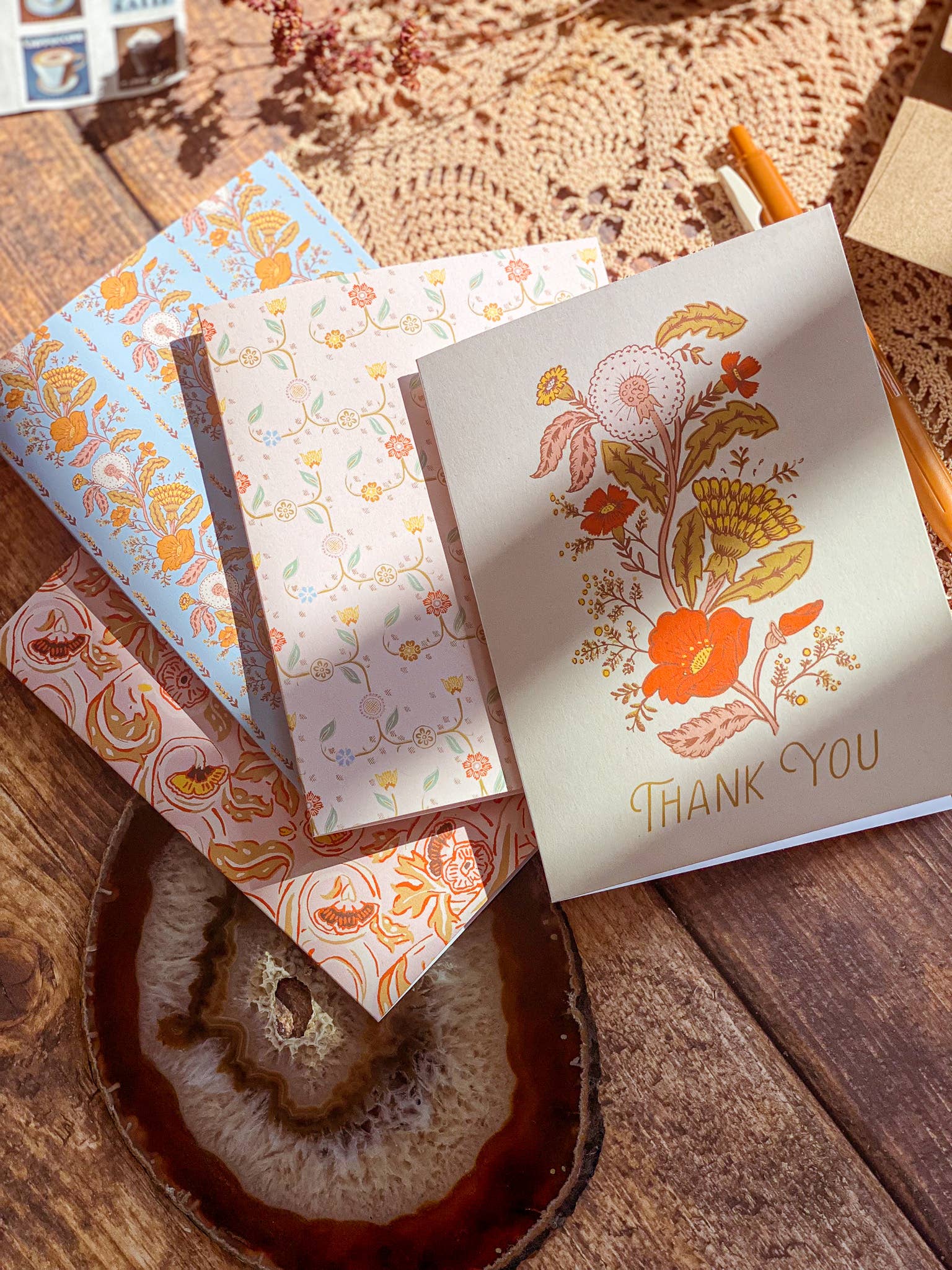 re:mused studio - Dandelion Poppy Rows A2 Greeting Card