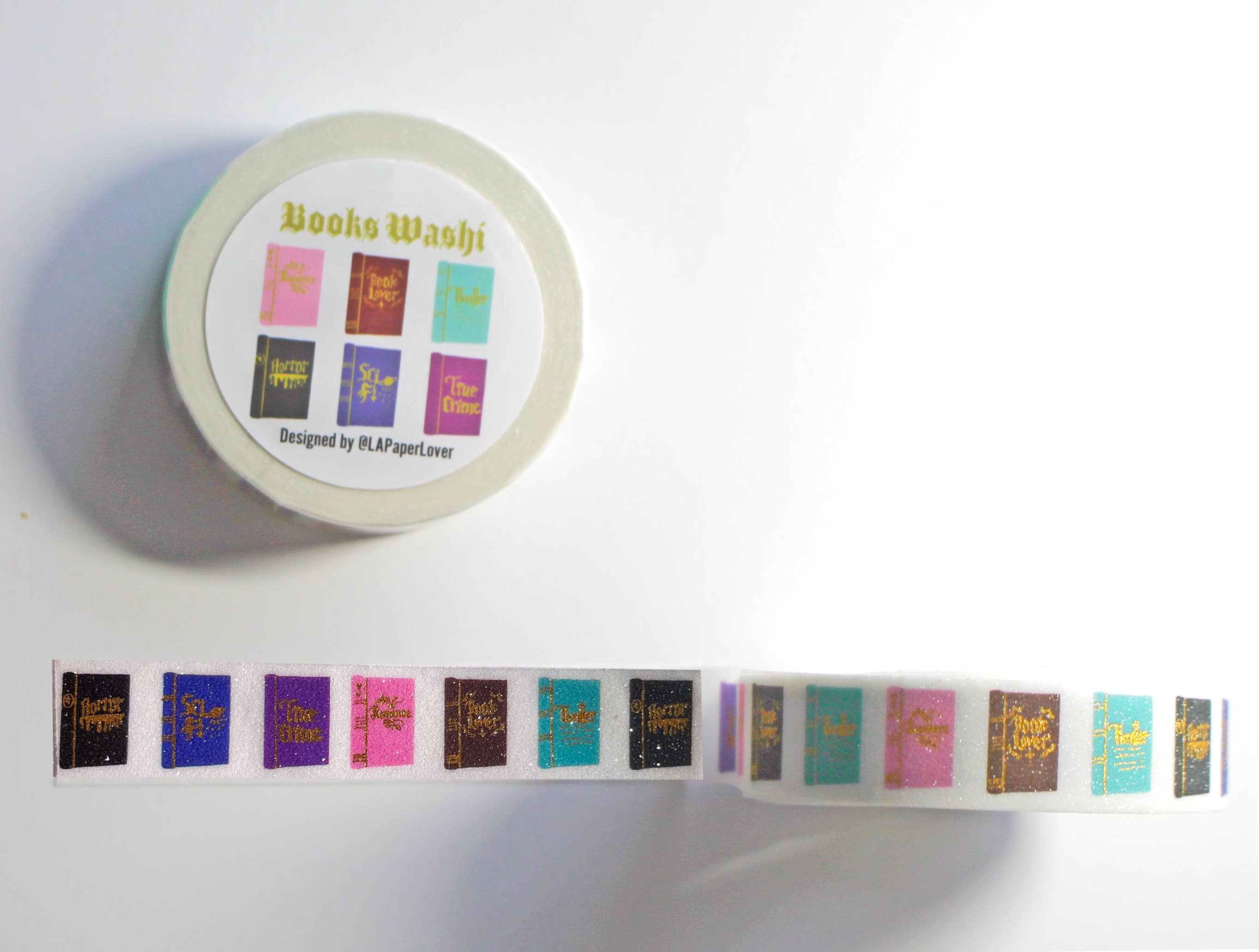 LA PAPER LOVER - Bookworm book lover gift Books washi tape glittery