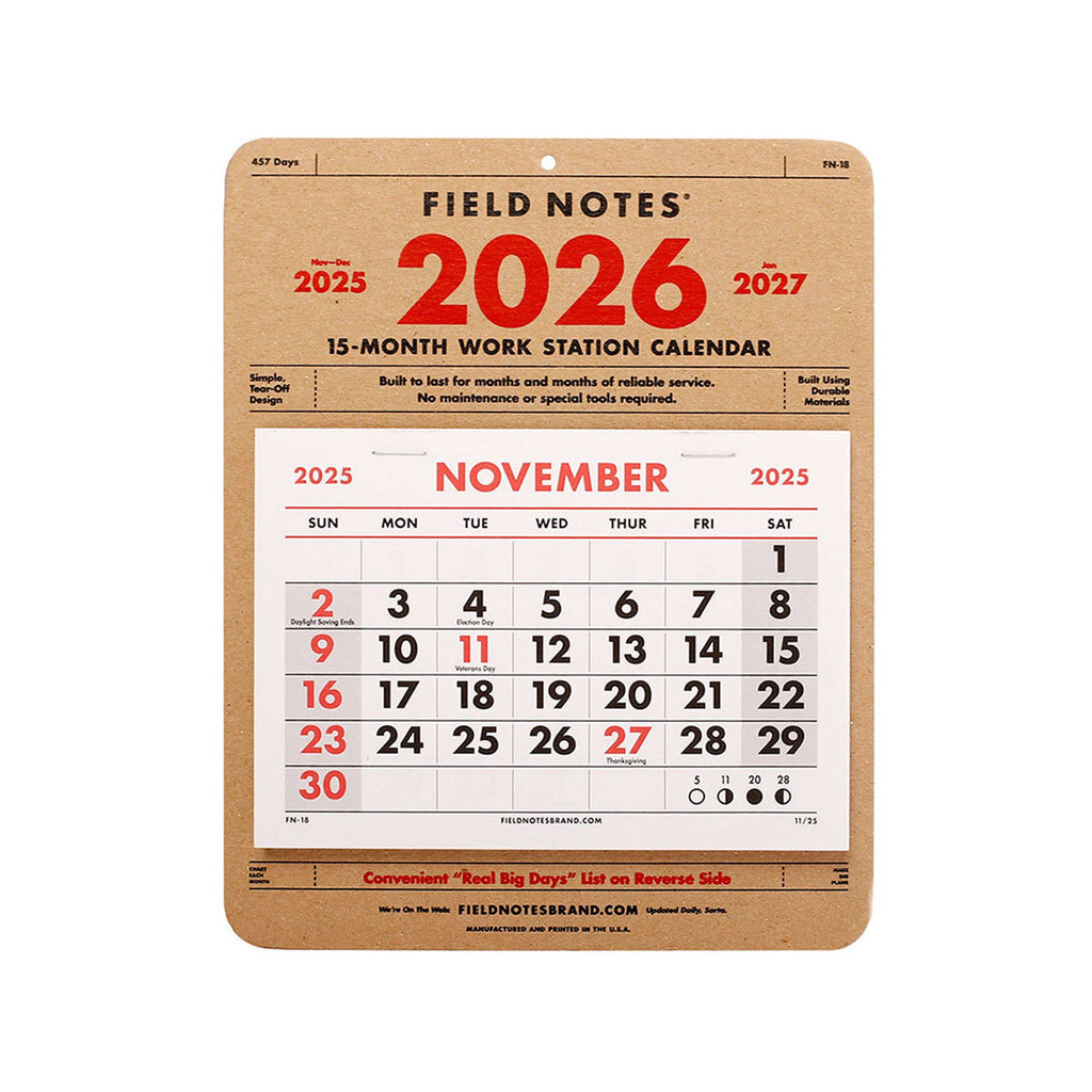 Field Notes - 2026 15-Month Work Station Calendar – rock paper scissors ...