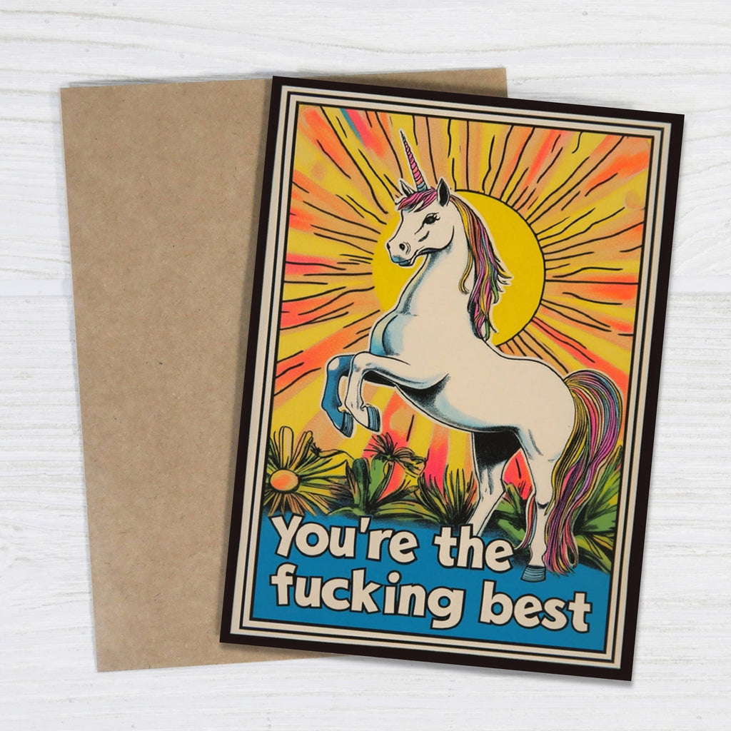 Bad Betty Greeting Co. - You're The Fucking Best - Unicorn Encouragement Card
