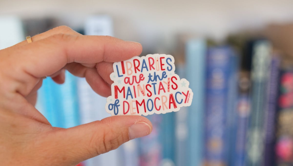 Pippi Post, Libraries Democracy Decal Sticker