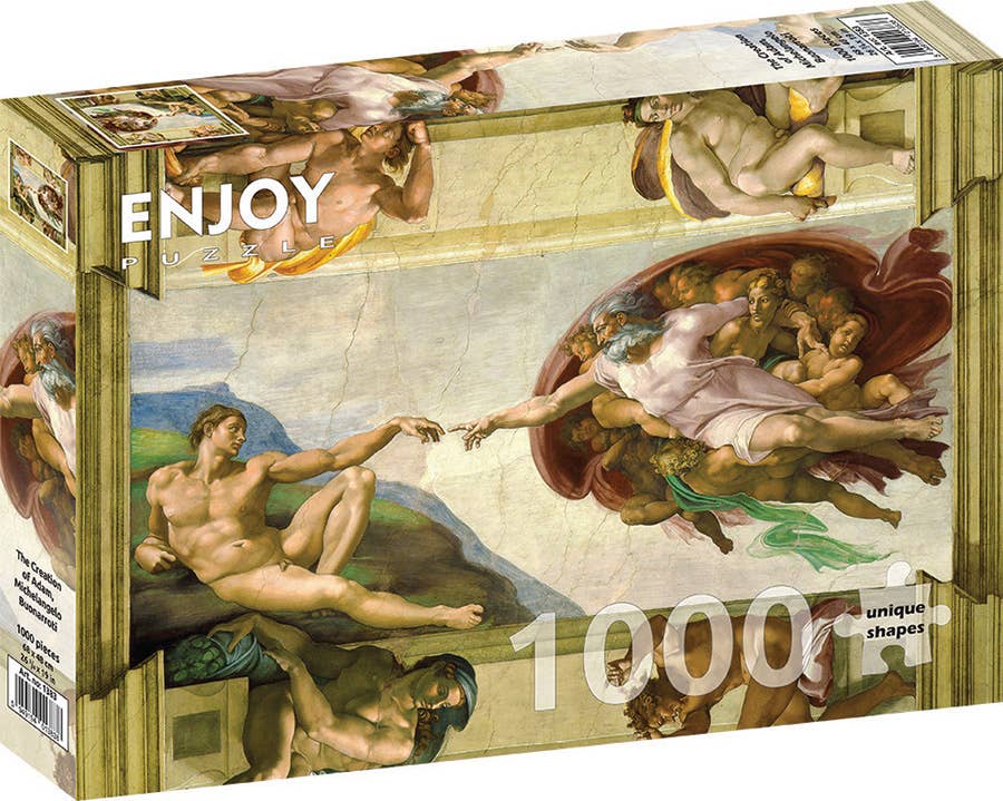 Outset Games and Cobble Hill Puzzles - Michelangelo: The Creation of Adam 1000pc Enjoy Puzzle
