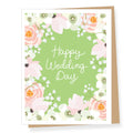 Apartment 2 Cards - Happy Wedding Day Green Floral Wedding Card