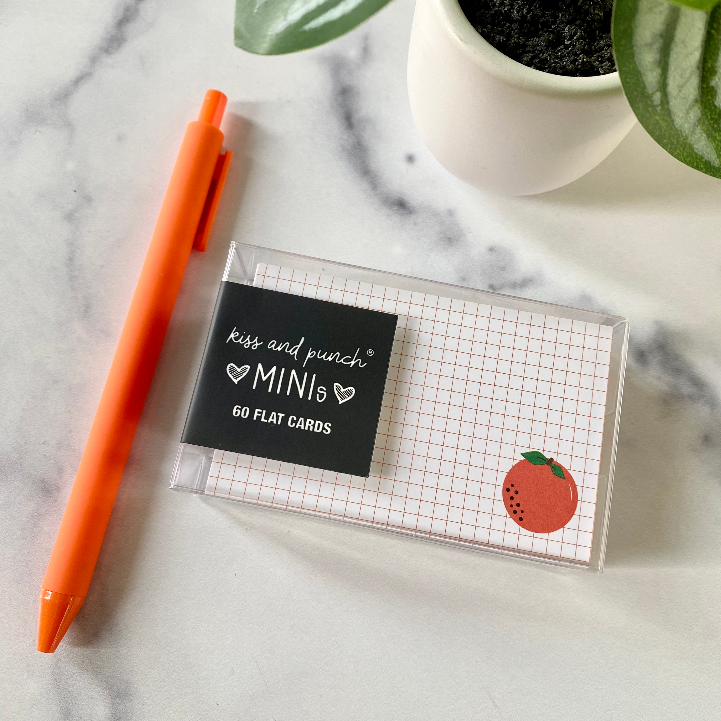Kiss and Punch - 60 Orange Grid Minis™ - Flat Notecard Set - Junk Journal