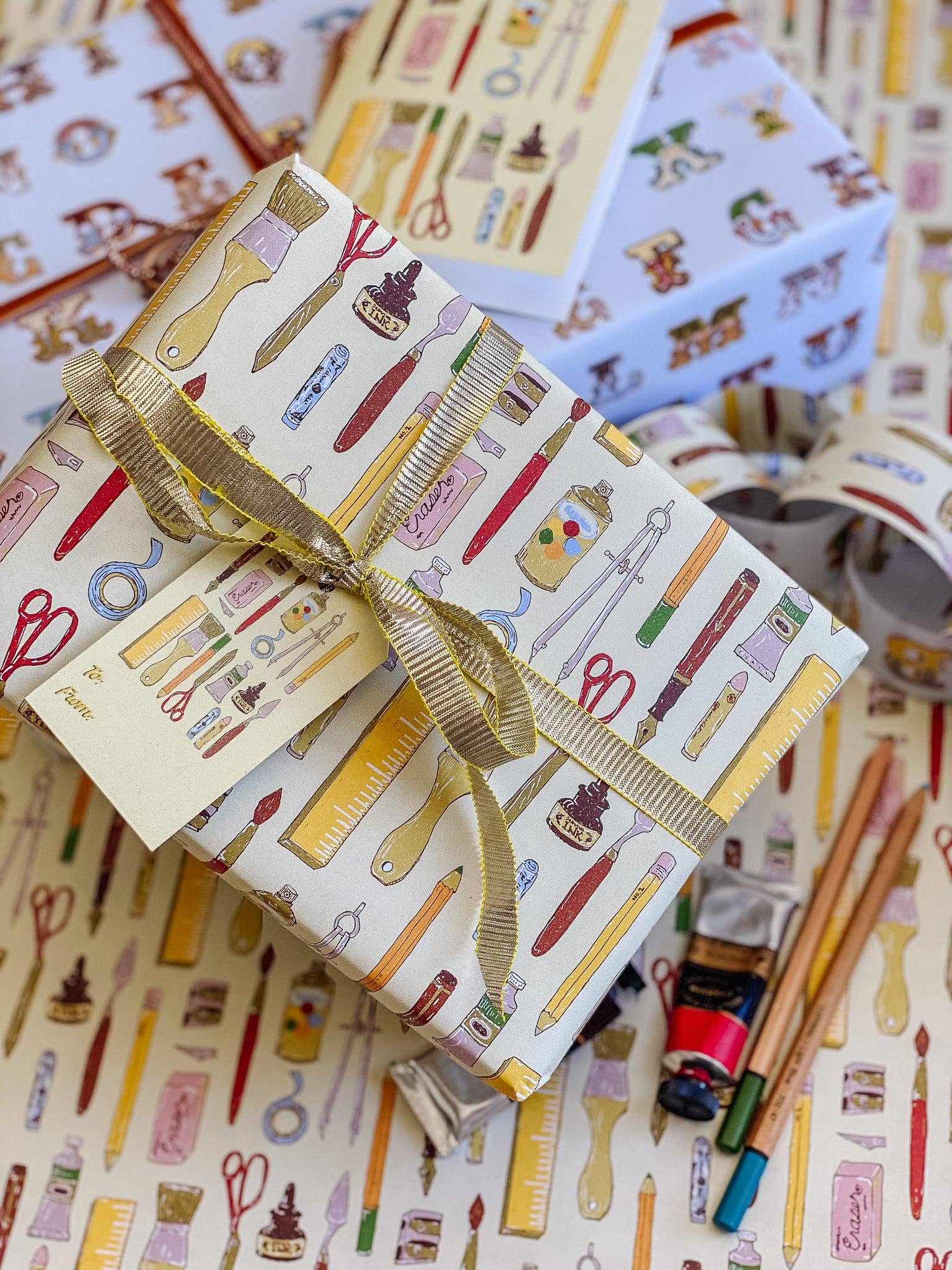 re:mused studio - Back to (Art) School Gift Wrap Sheet - Double Sided