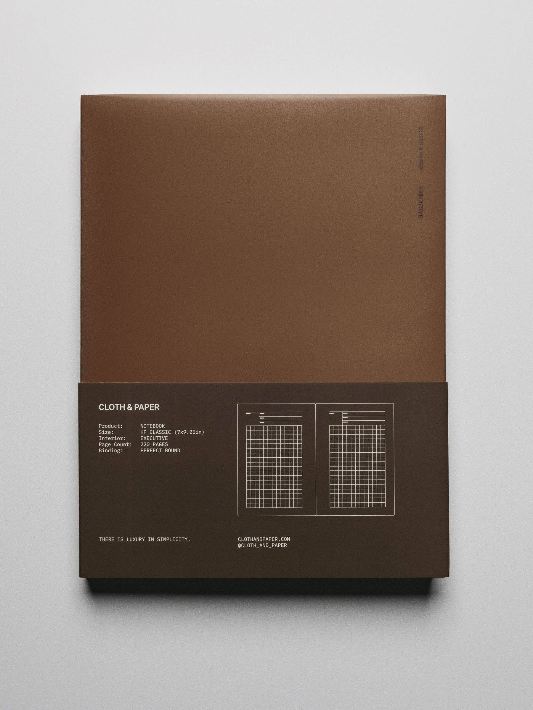 Cloth & Paper - Perfect Bound Notebook | HP Classic: Executive | Cafe Noir