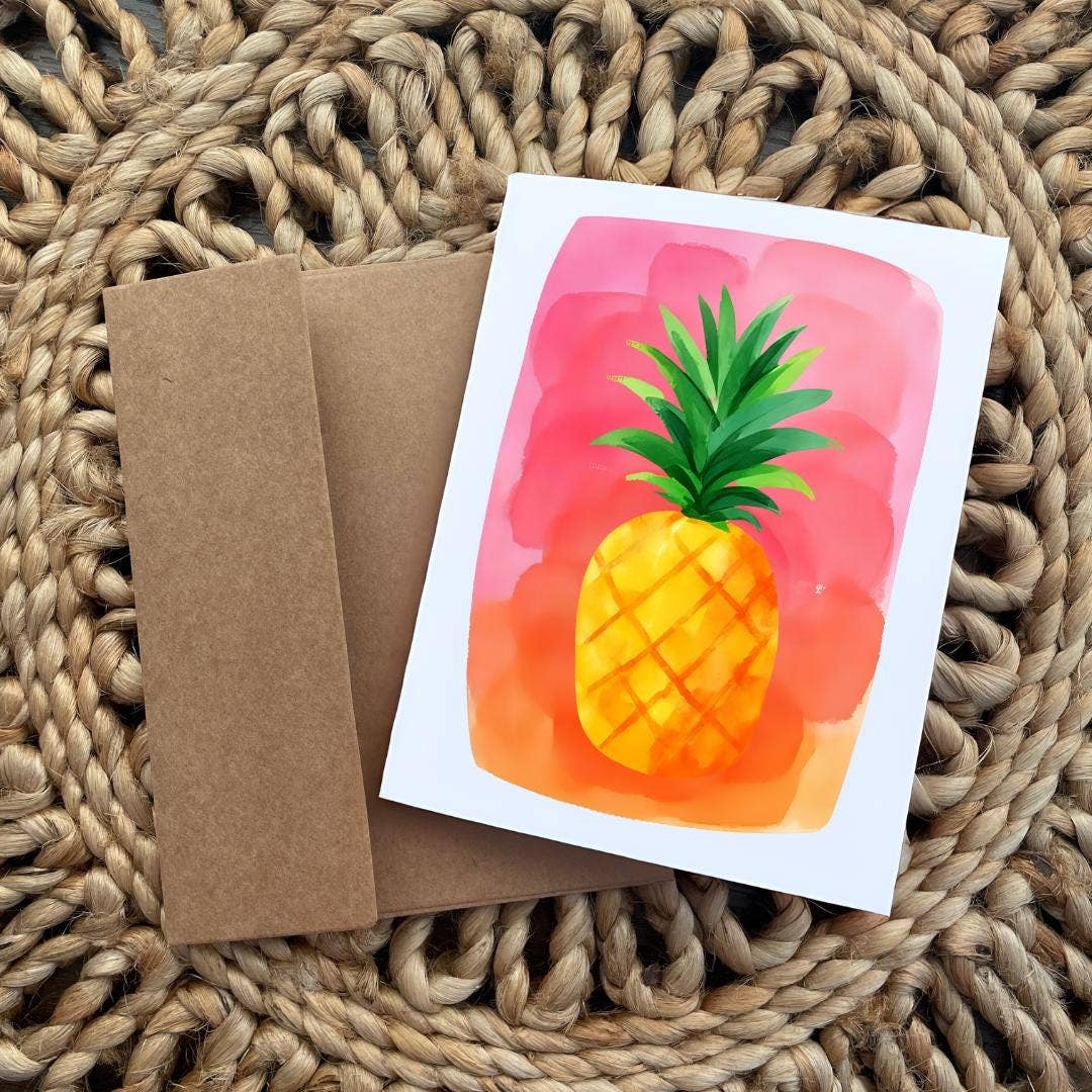 Cryptic Paper Co. - Set Of 5 Neon Fruit Note Cards For Any Occasion