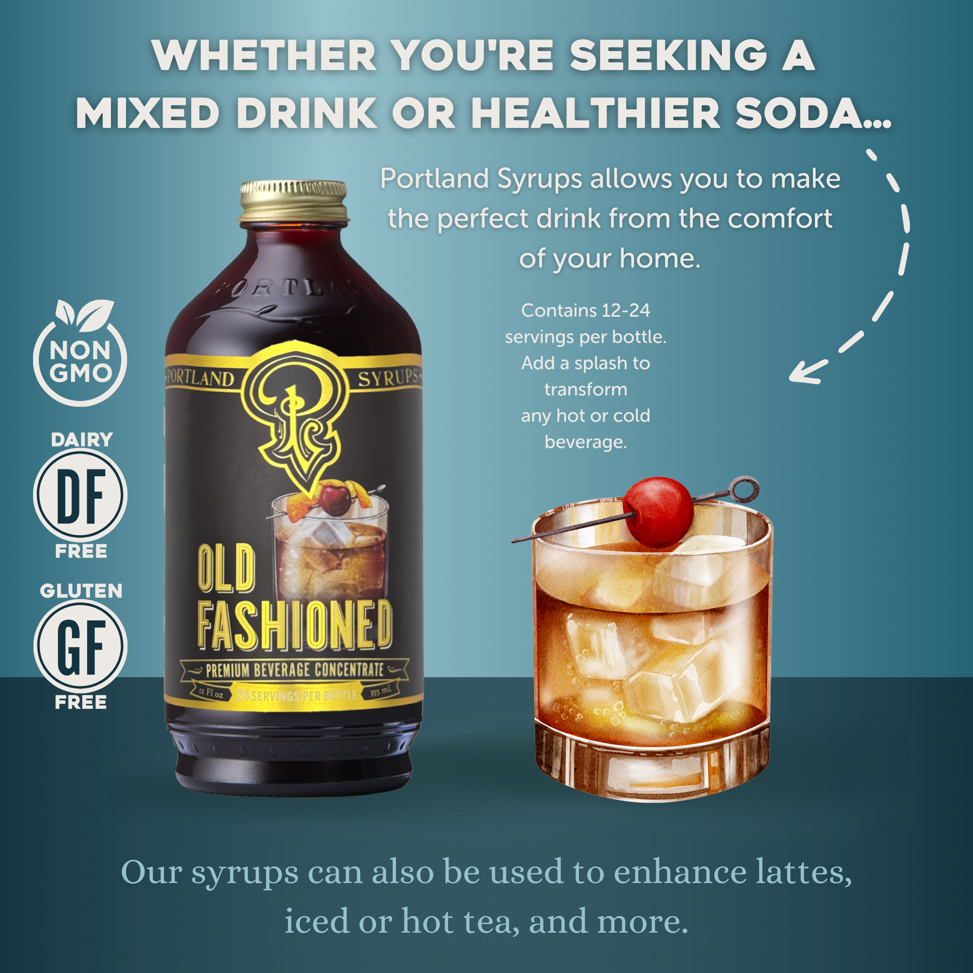 Portland Syrups - Old Fashioned Syrup 12oz - cocktail / mocktail drinks
