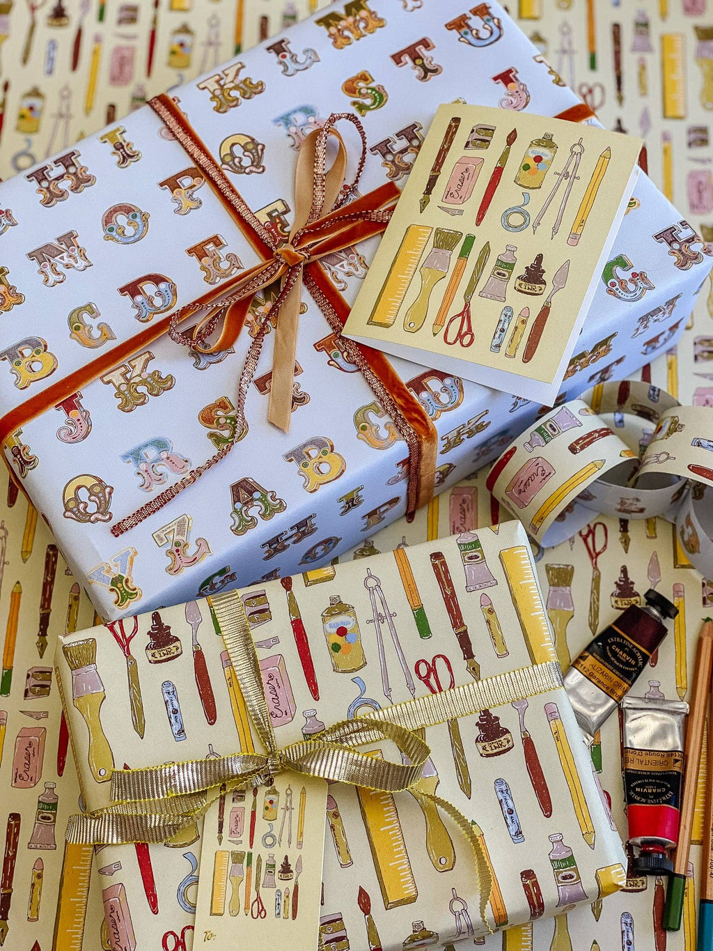 re:mused studio - Back to (Art) School Gift Wrap Sheet - Double Sided