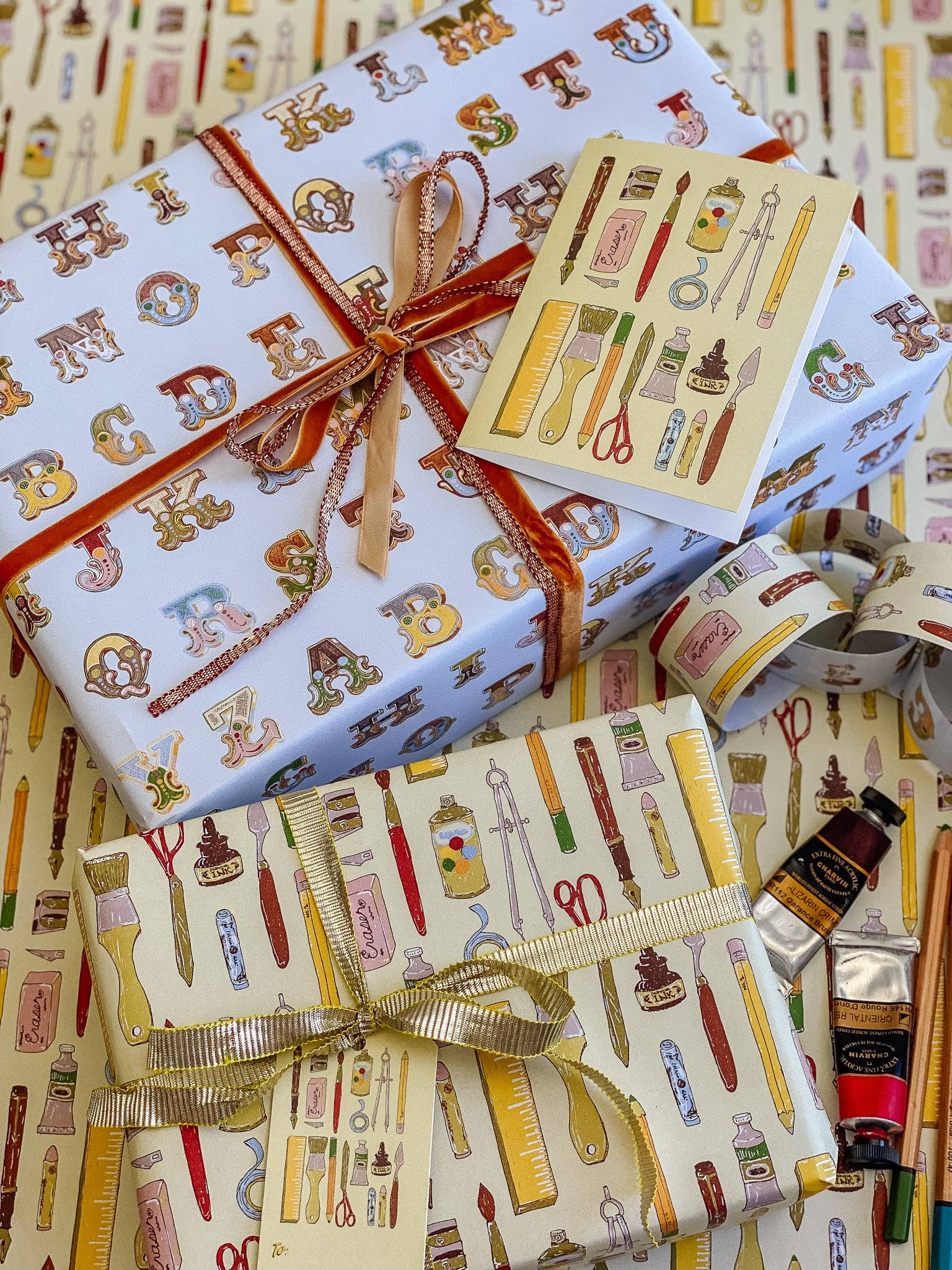 re:mused studio - Back to (Art) School Gift Wrap Sheet - Double Sided