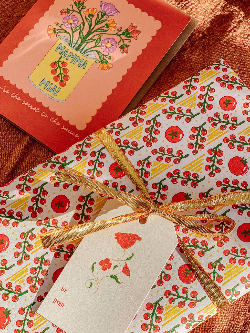 re:mused studio - Tomato Ravioli Gift Wrap Sheet - Double Sided