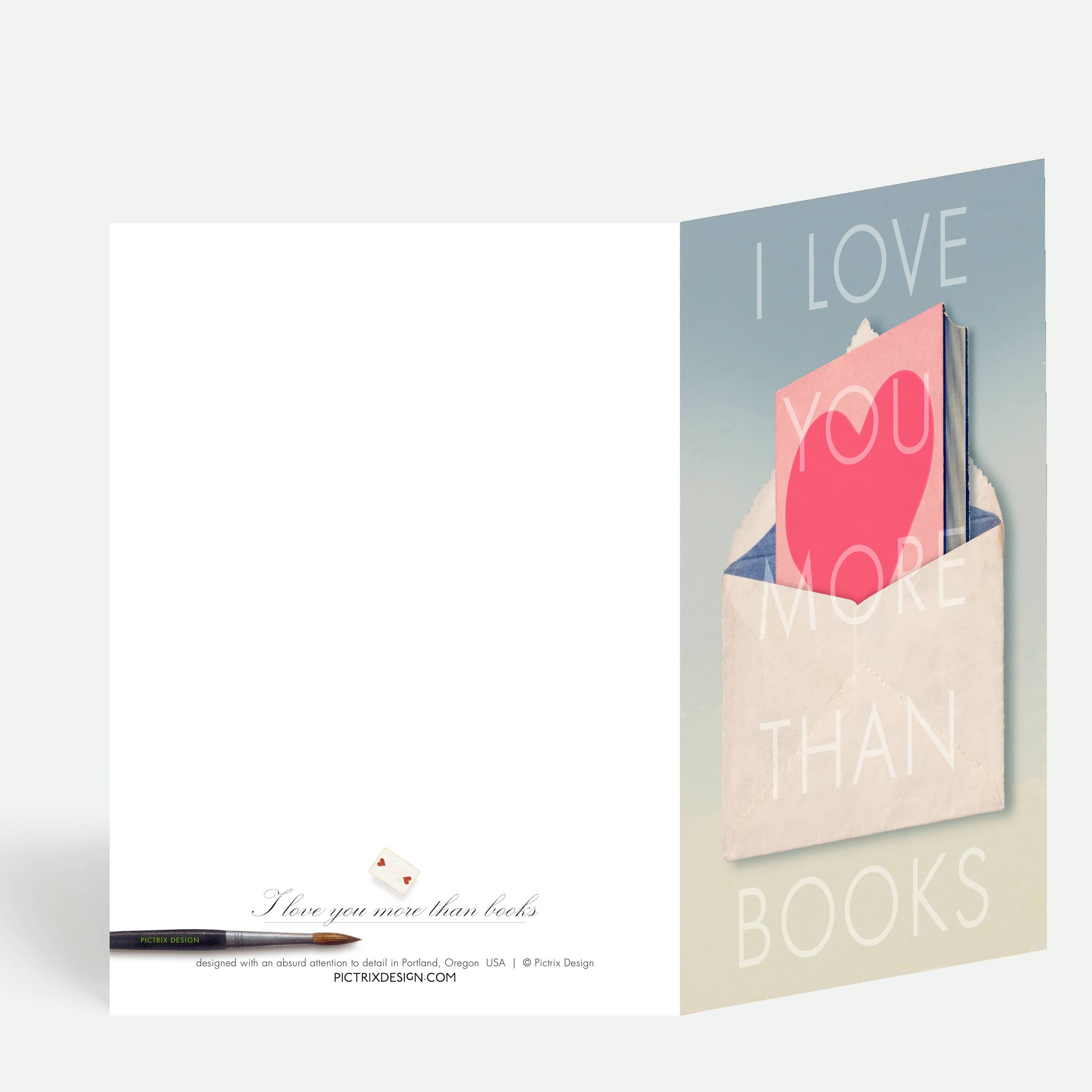 Pictrix Design - "I love you more than books" A6 card