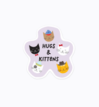 Graphic Anthology Greeting Cards - Hugs and Kittens vinyl waterproof sticker, Cats in Hats