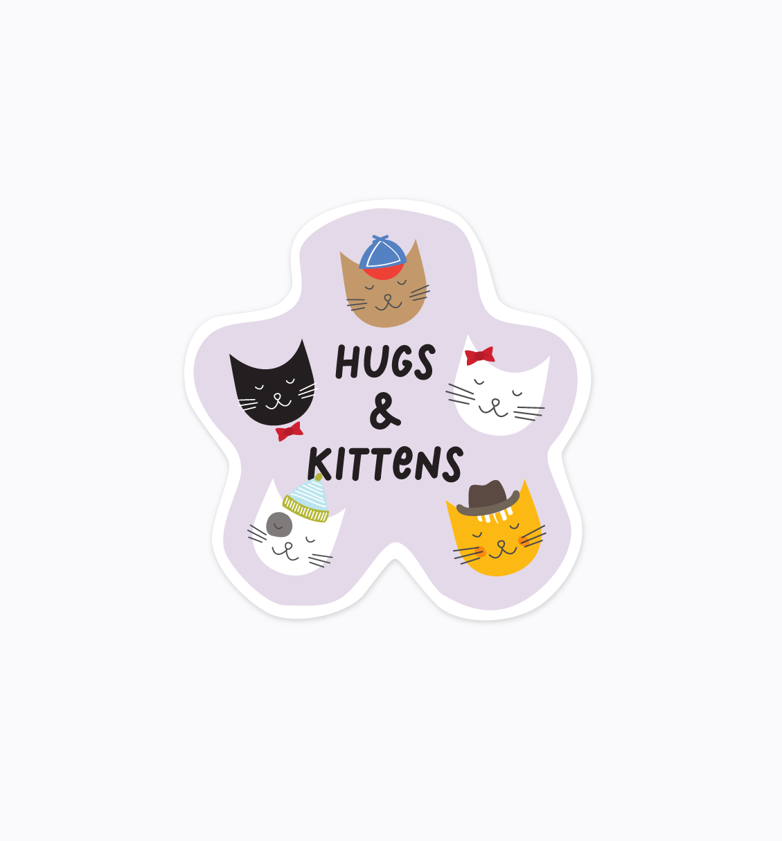 Graphic Anthology Greeting Cards - Hugs and Kittens vinyl waterproof sticker, Cats in Hats
