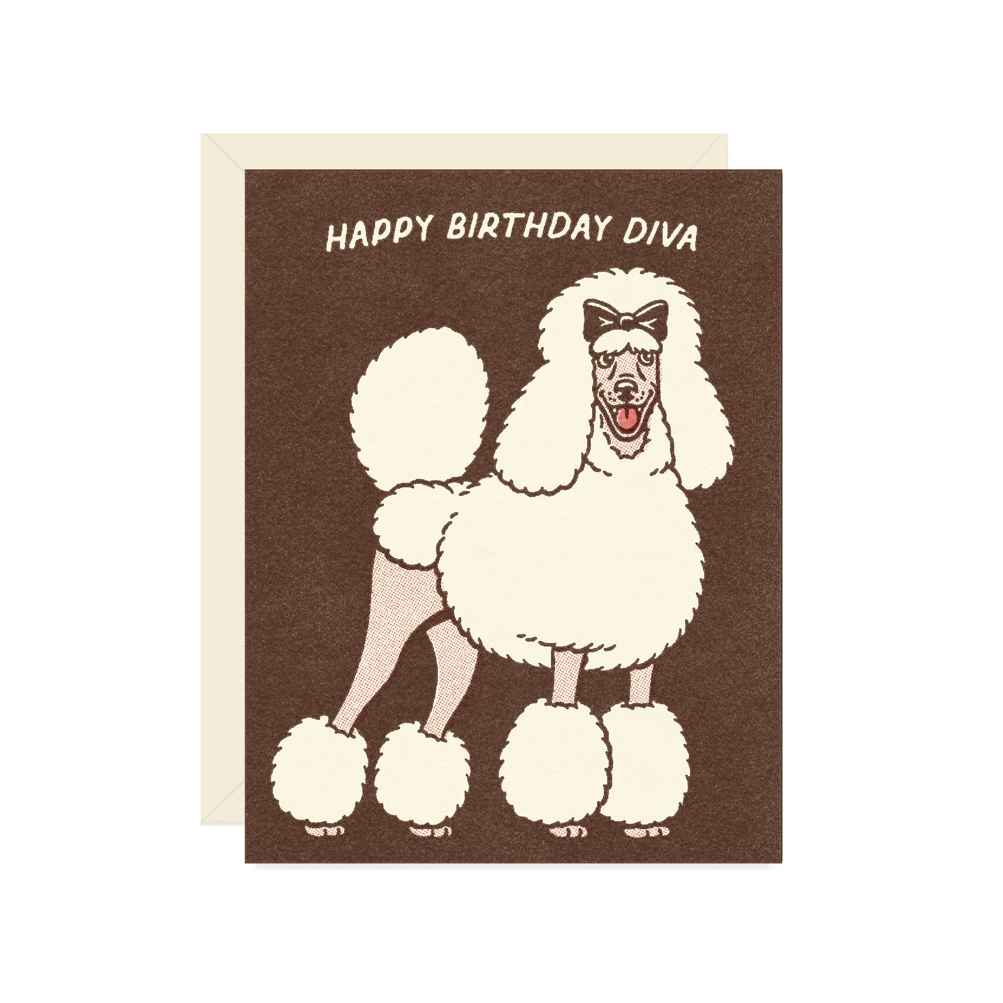 Wallflower Paper & Party - Diva Poodle Birthday Greeting Card 