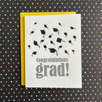 Lucky Bee Press - Graduation Hats - letterpress card