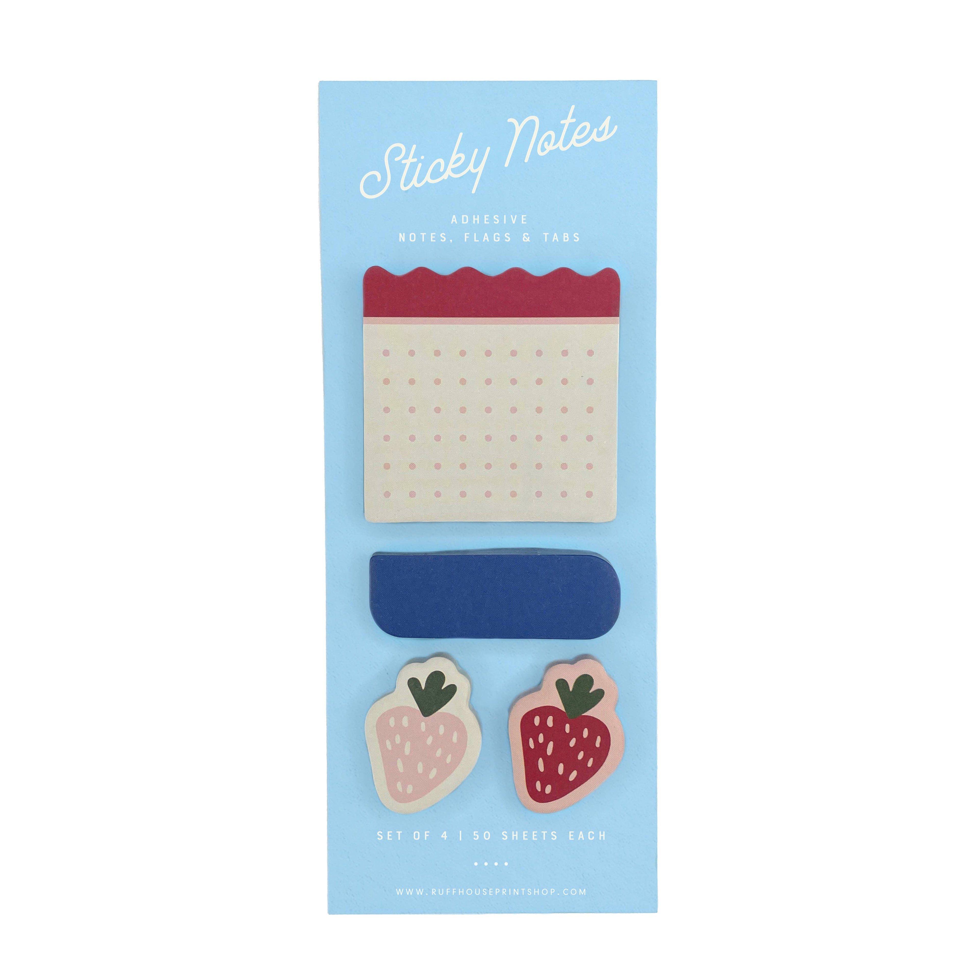 Ruff House Print Shop - Strawberry Sticky Note Set - Page Flags and Tabs