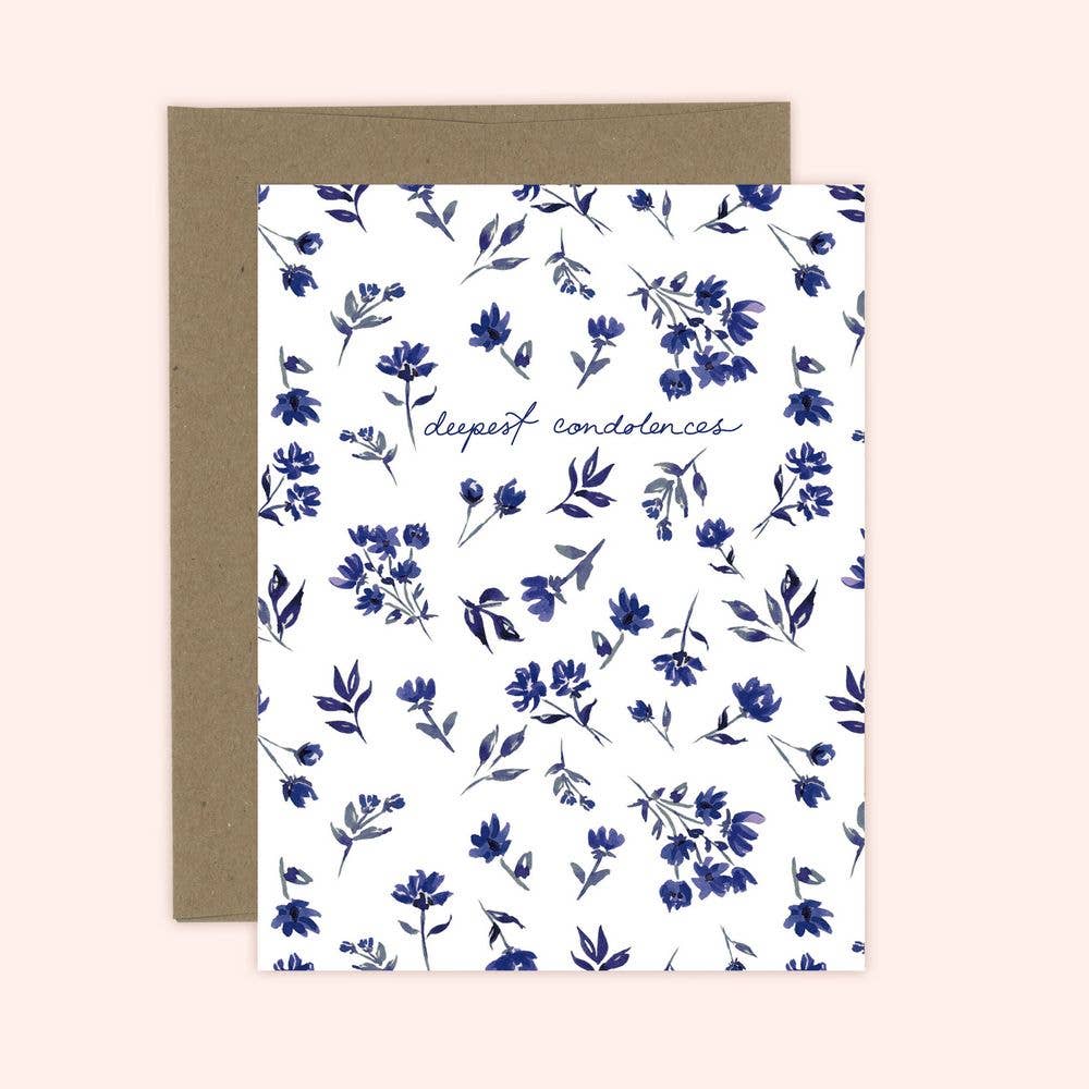 Almeida Illustrations - Deepest Condolences Navy Floral Card
