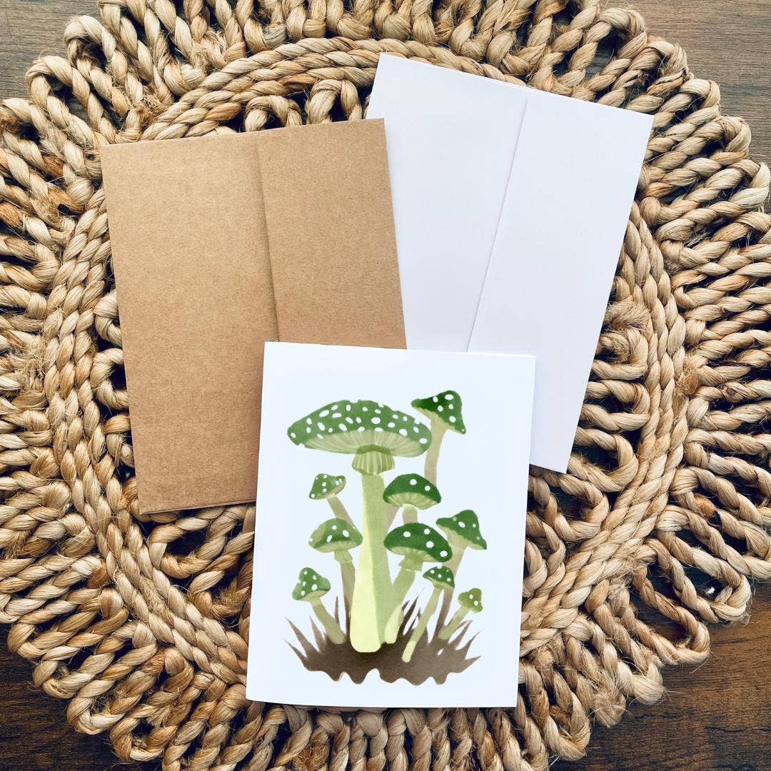 Cryptic Paper Co. - Set Of 6 Fantasy Forest Mushroom Watercolor Note Cards