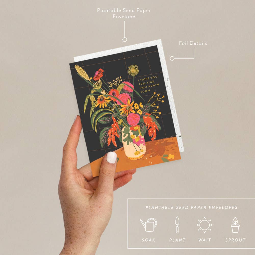 Seedlings - Vase Still Life - Get Well Card