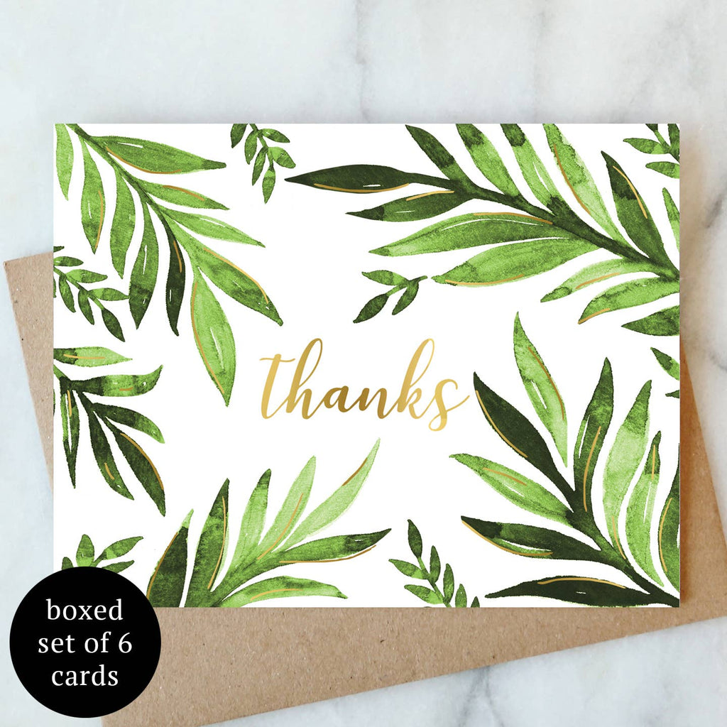 Abigail Jayne Design - Leaf Thanks Greeting Card - Box Set of 6 | Thank You