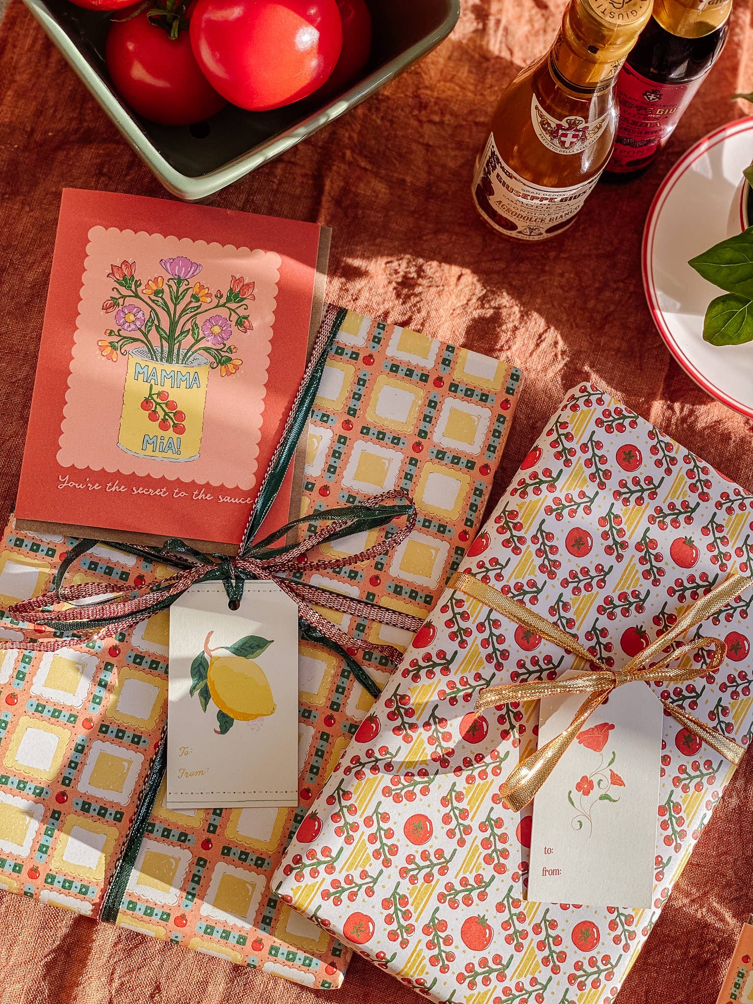 re:mused studio - Tomato Ravioli Gift Wrap Sheet - Double Sided