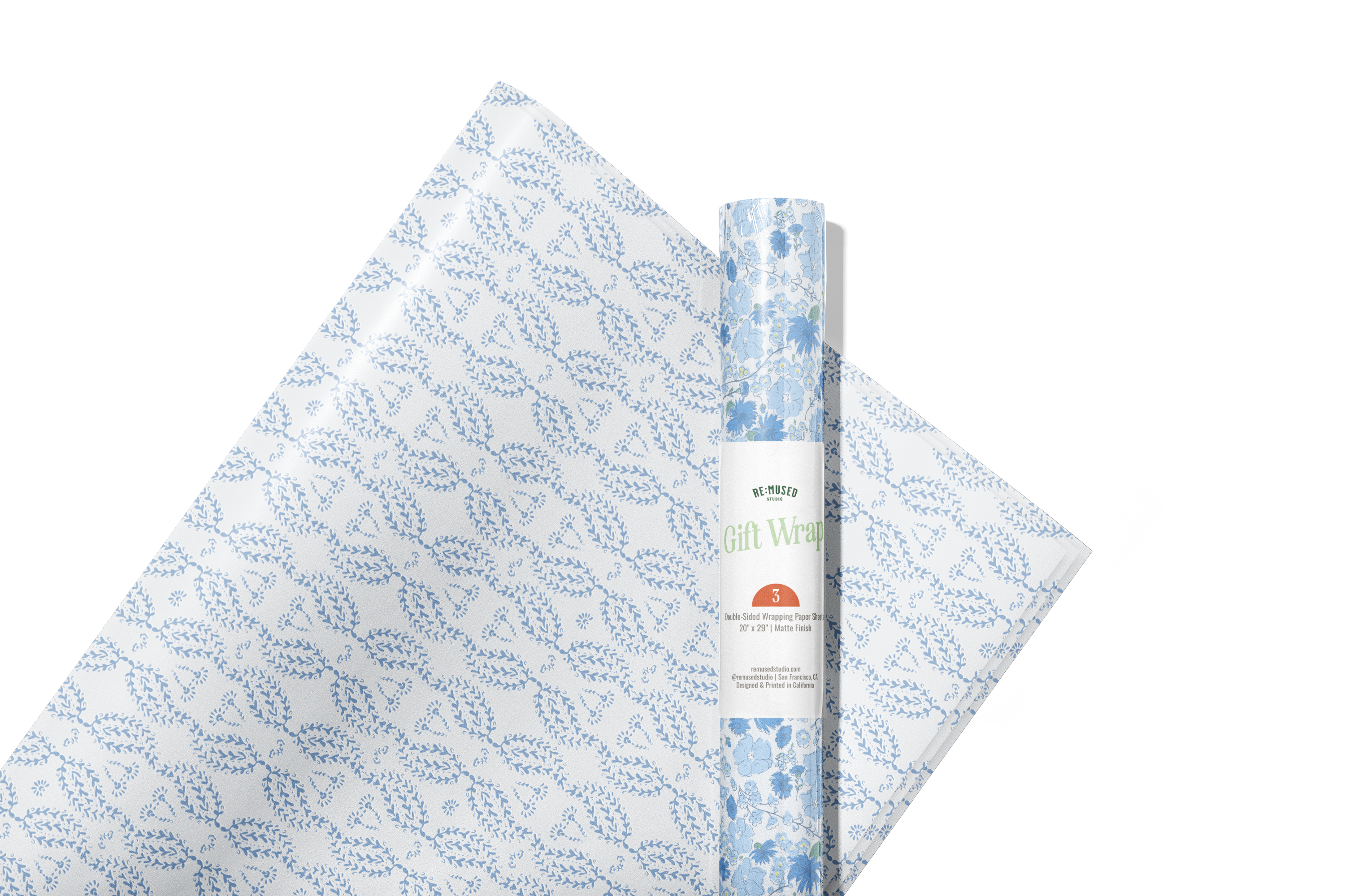 re:mused studio - Cornflower Meadows Gift Wrap Sheet – Double Sided