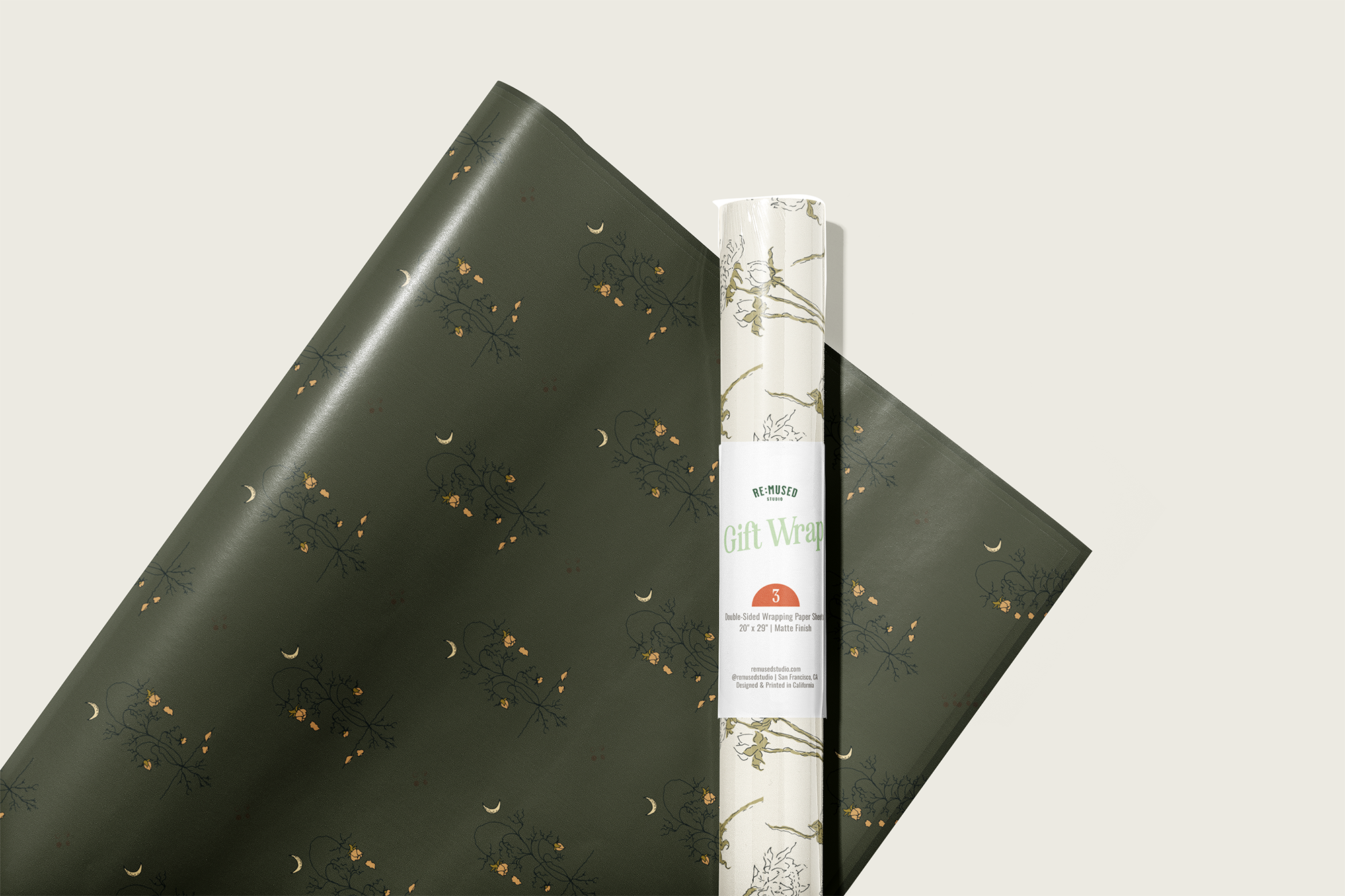 re:mused studio - Spooky Blooms Gift Wrap Sheet – Double Sided