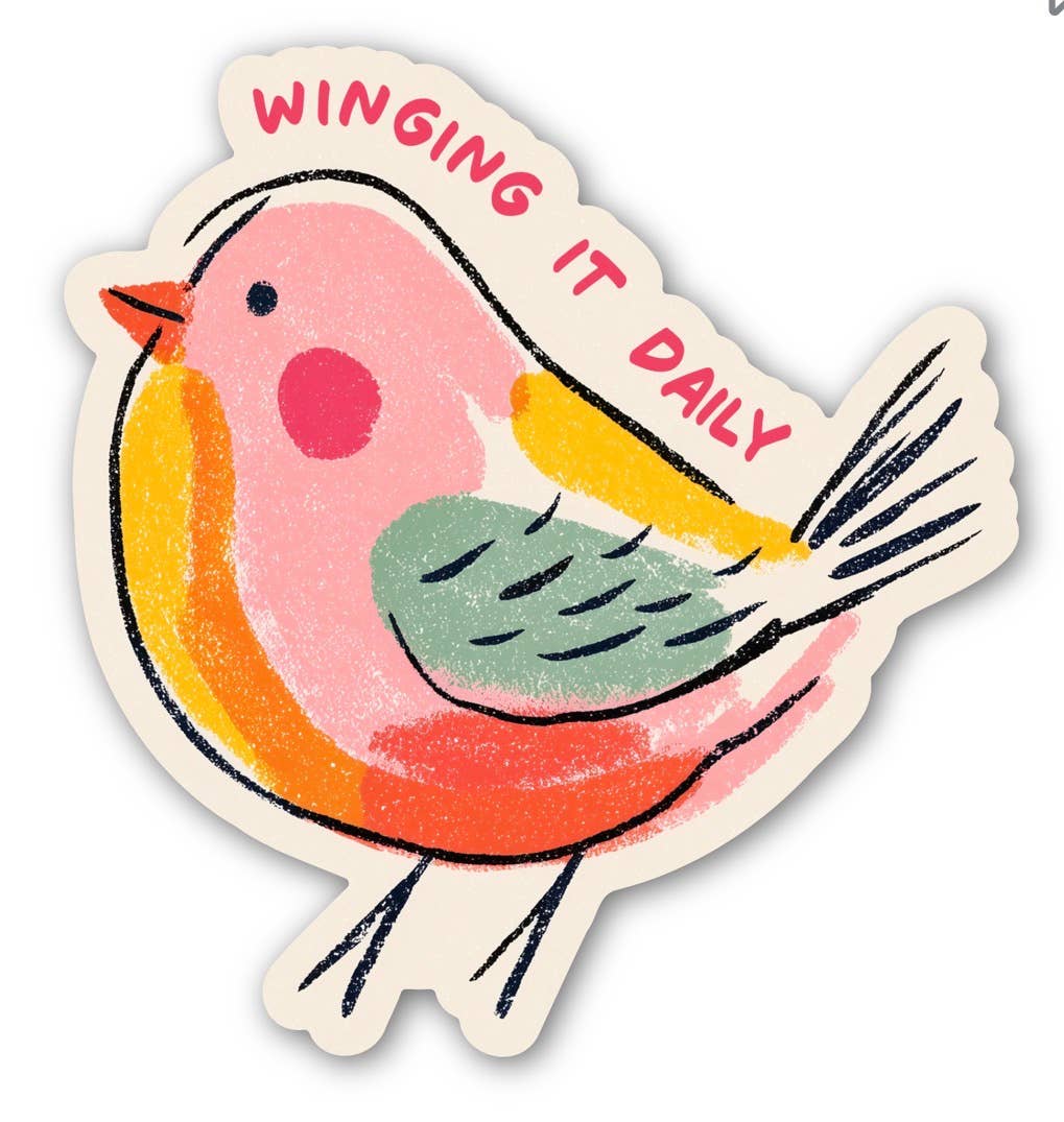 inviting affairs paperie - Winging It Daily Bird Sticker – Cute Colorful Bird Sticker