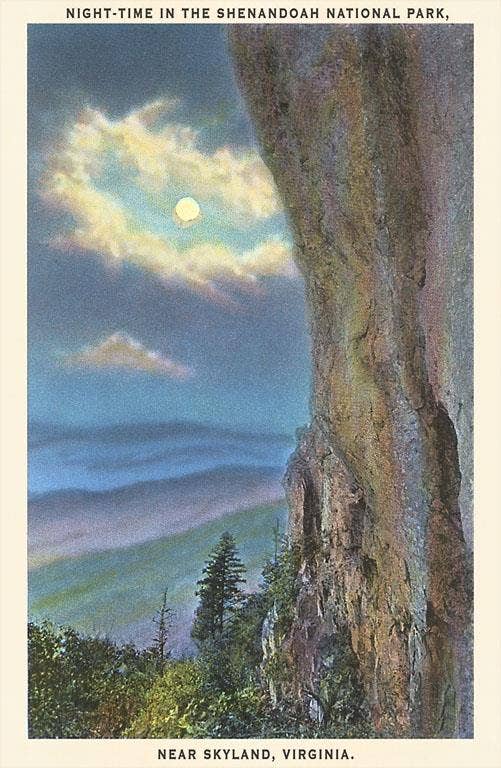 Found Image Press - Postcard Moon over Shenandoah National Park