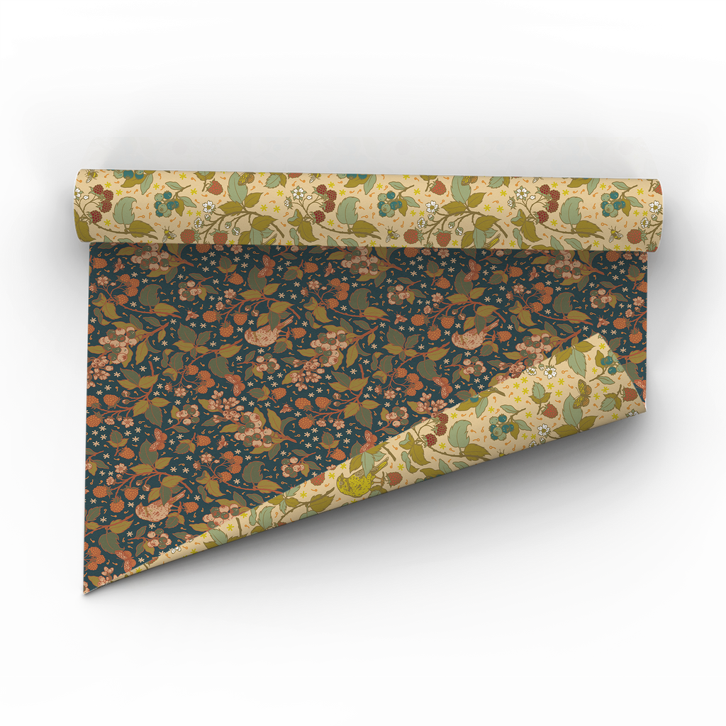 Mustard Beetle - Recyclable Gift Wrap / Wrapping Paper: Berries: Flat/Not Rolled
