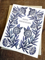 Katharine Watson - "Happy Anniversary" Blue Greeting Card