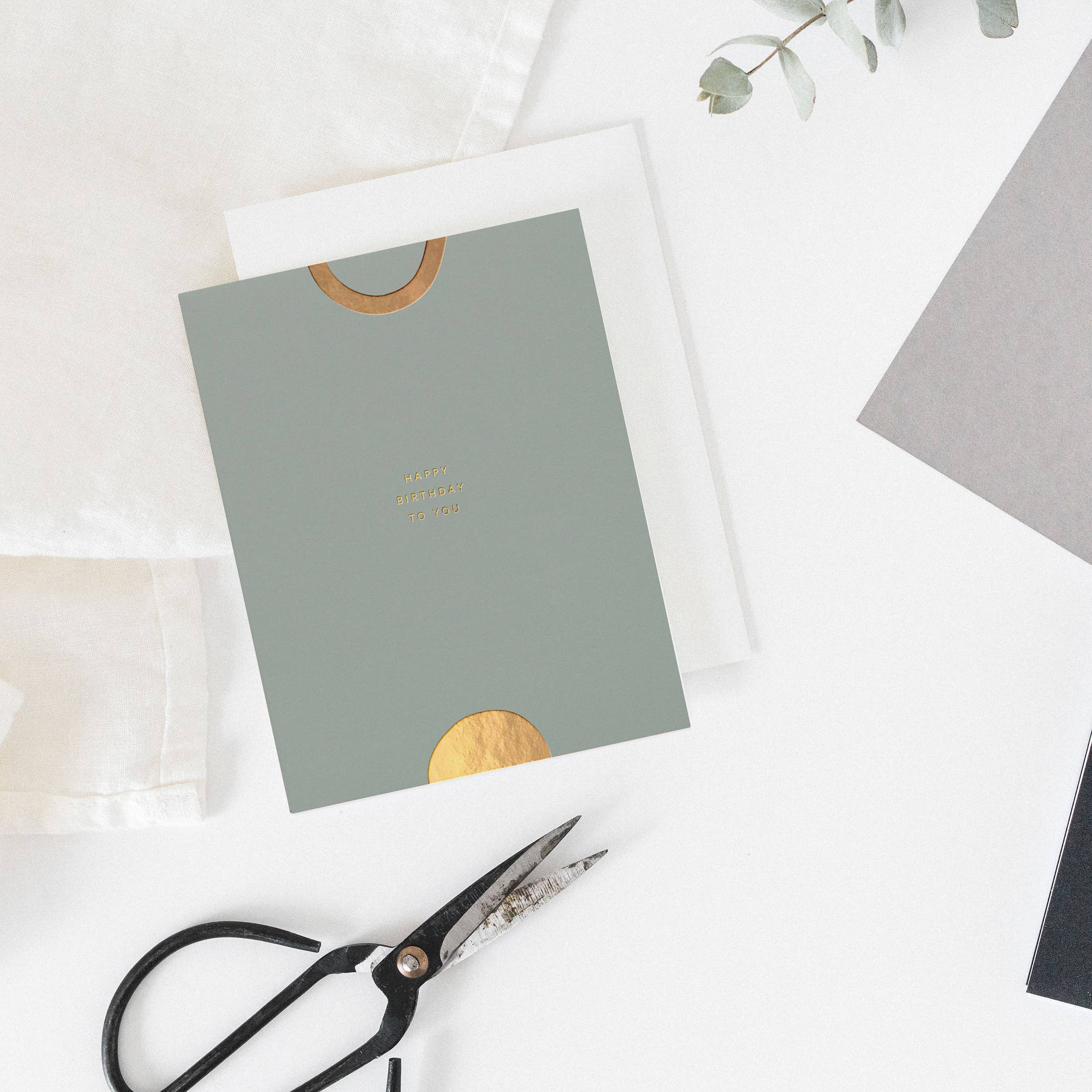 Ramona & Ruth - Happy Birthday Gold Shapes Greeting Card