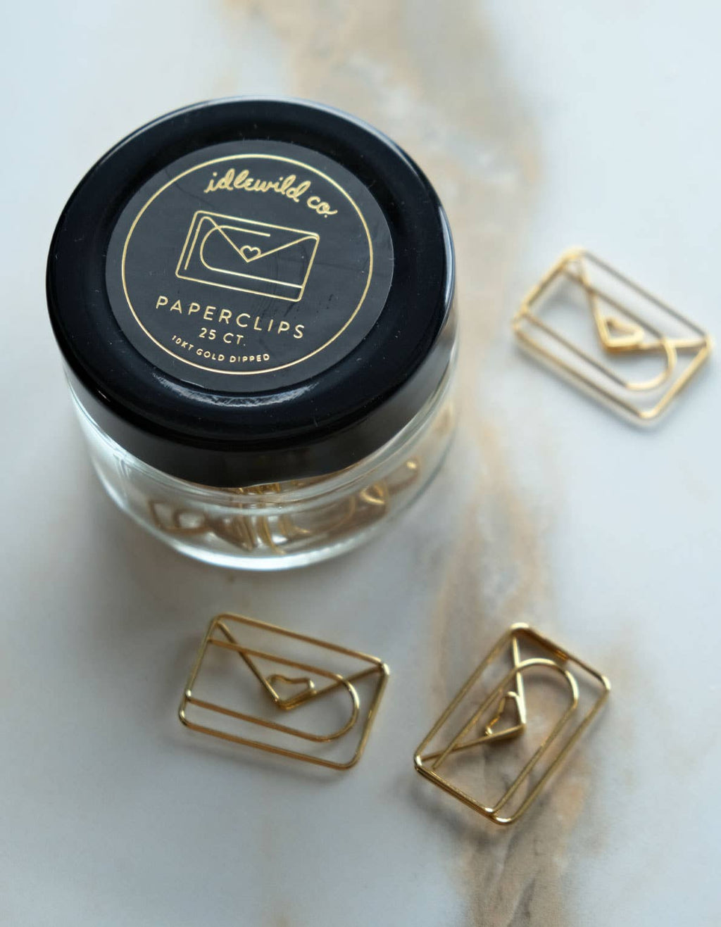 Idlewild Co. - Gold Plated Paper Clips (Jar of 25) | Love Letter