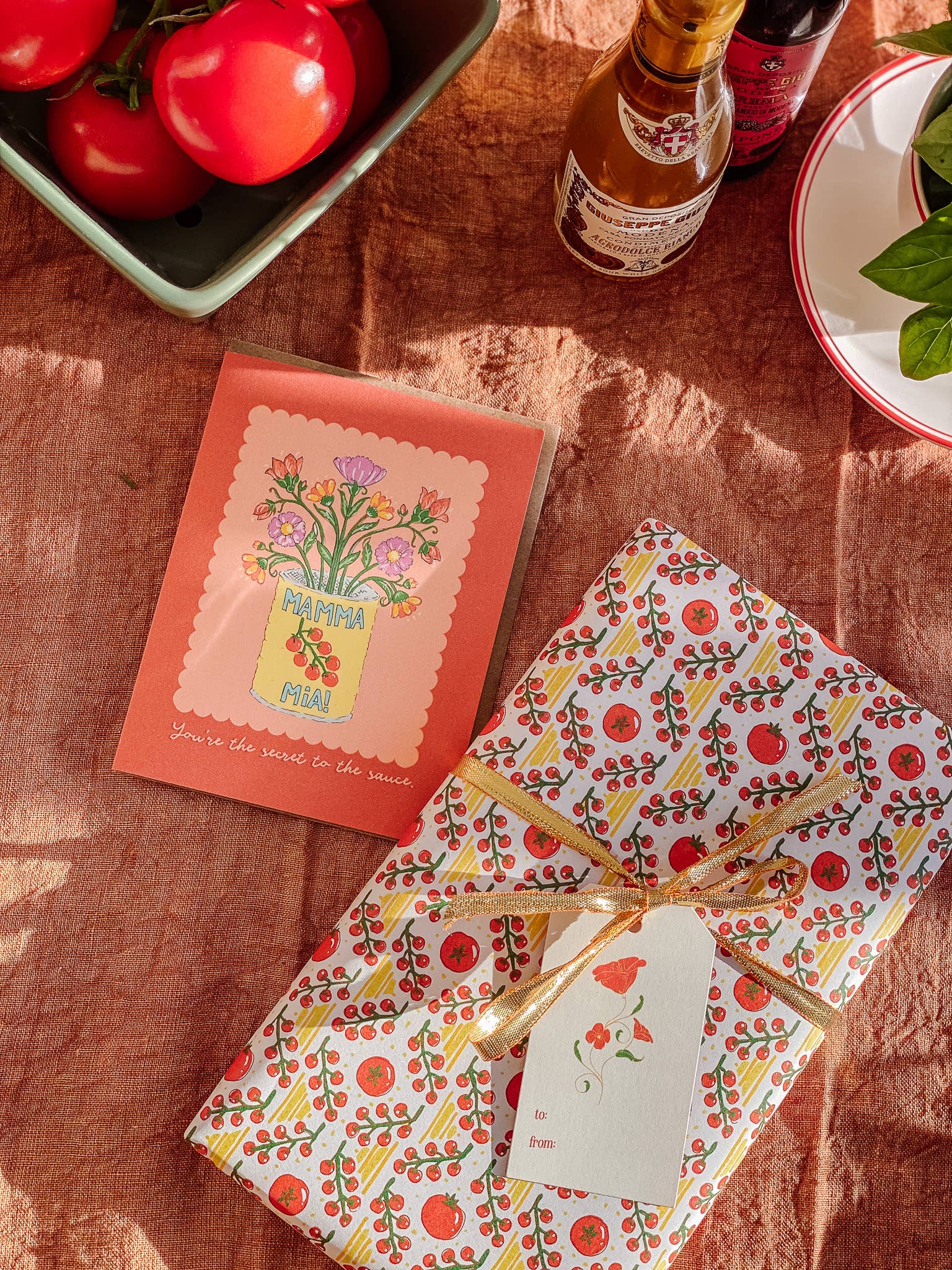 re:mused studio - Tomato Ravioli Gift Wrap Sheet - Double Sided