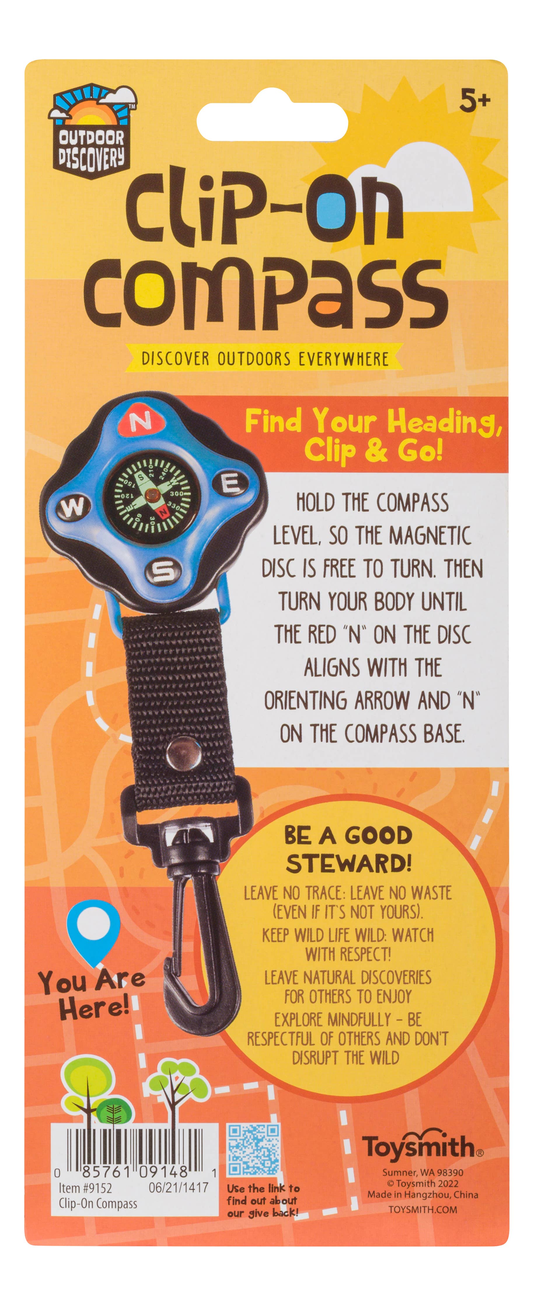 Toysmith - Outdoor Discovery Backyard Exploration Clip-On Compass