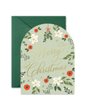 Ginger P. Designs - Mint Green Christmas Floral Arch Greeting Card