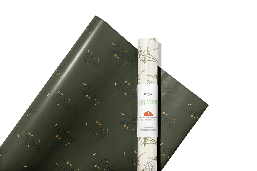 re:mused studio - Spooky Blooms Gift Wrap Sheet – Double Sided