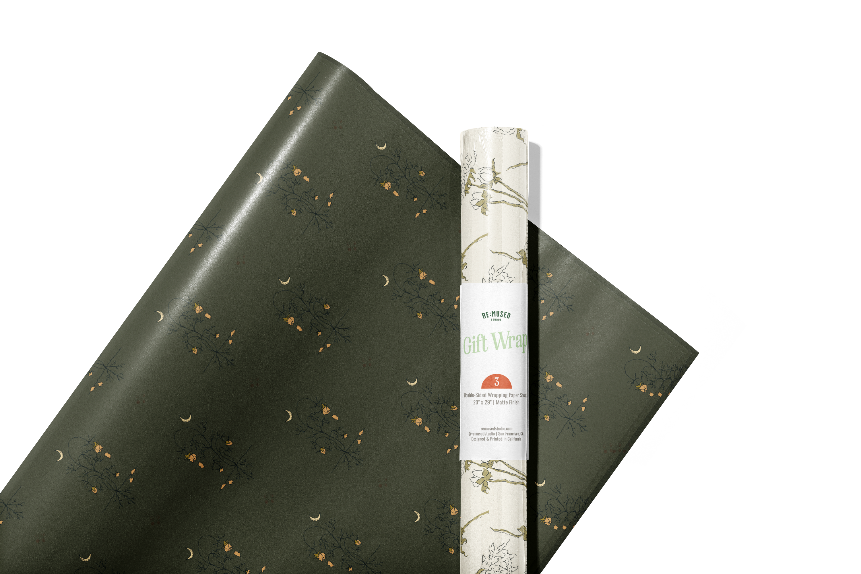 re:mused studio - Spooky Blooms Gift Wrap Sheet – Double Sided