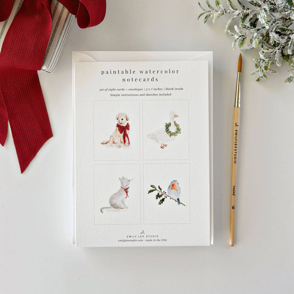 emily lex studio - Festive friends paintable notecard