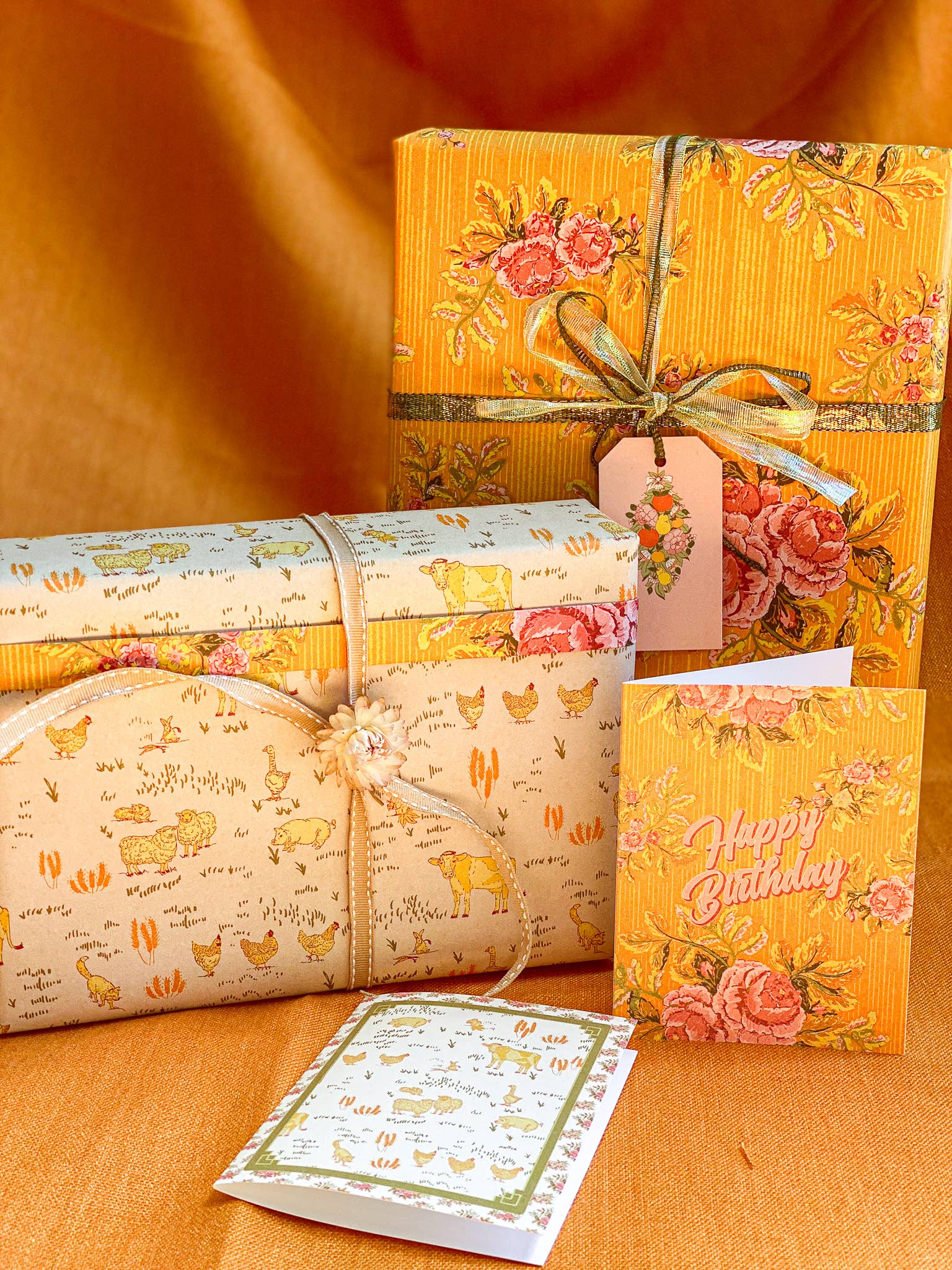 re:mused studio - Barnyard Blooms Gift Wrap Sheet - Double Sided