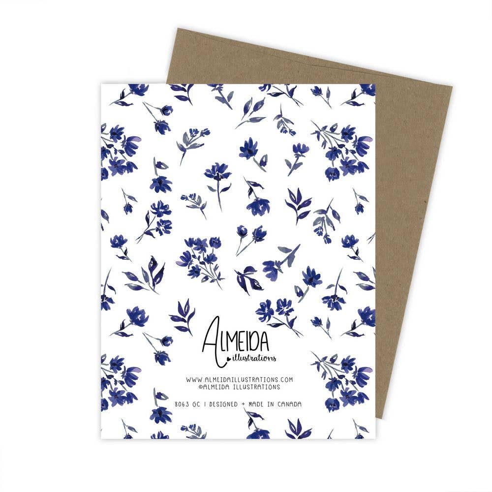 Almeida Illustrations - Deepest Condolences Navy Floral Card