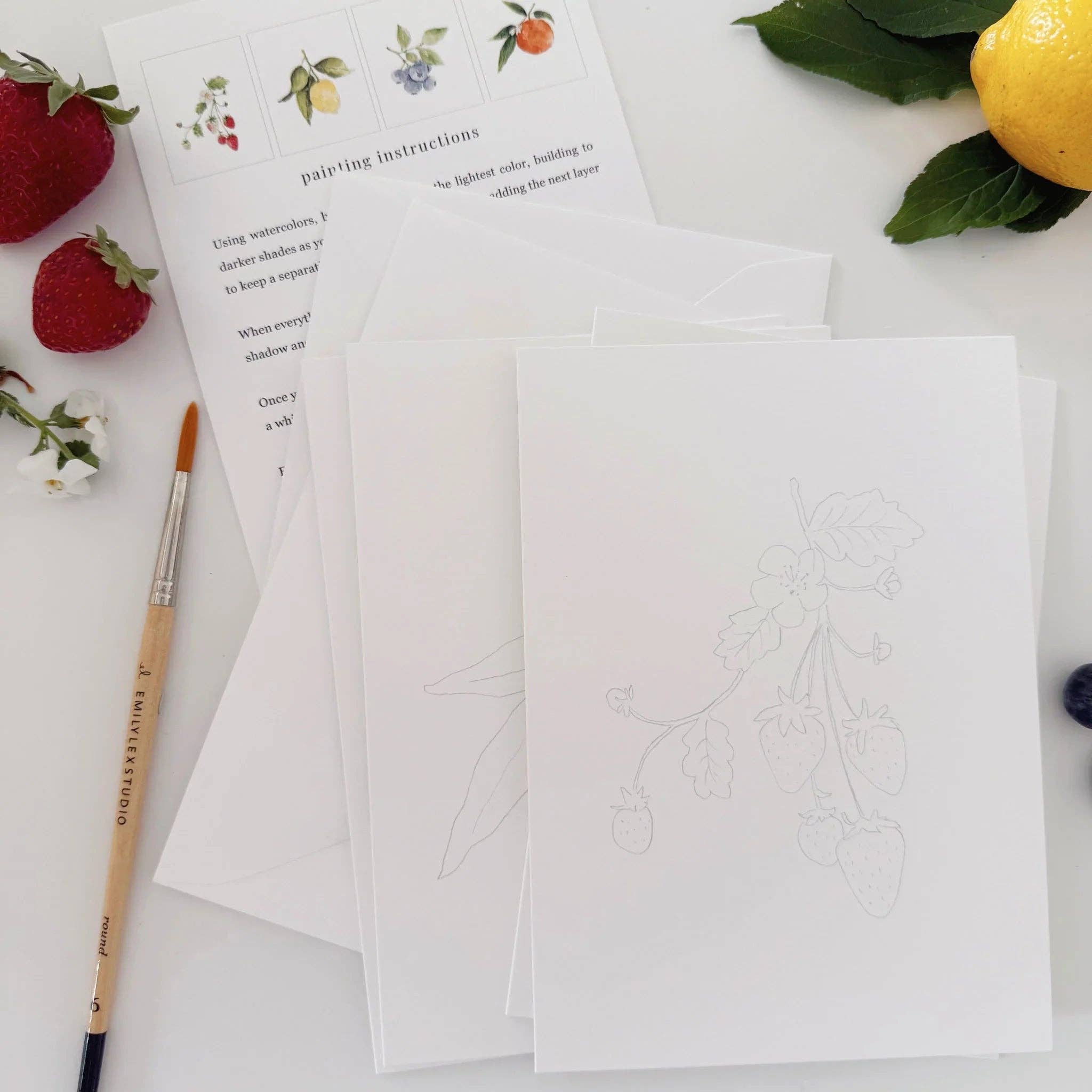 emily lex studio - Fruit paintable watercolor notecard set