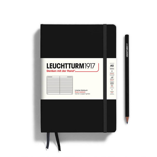 Leuchtturm1917- Notebooks - Medium (A5): Black / Hardcover / Ruled