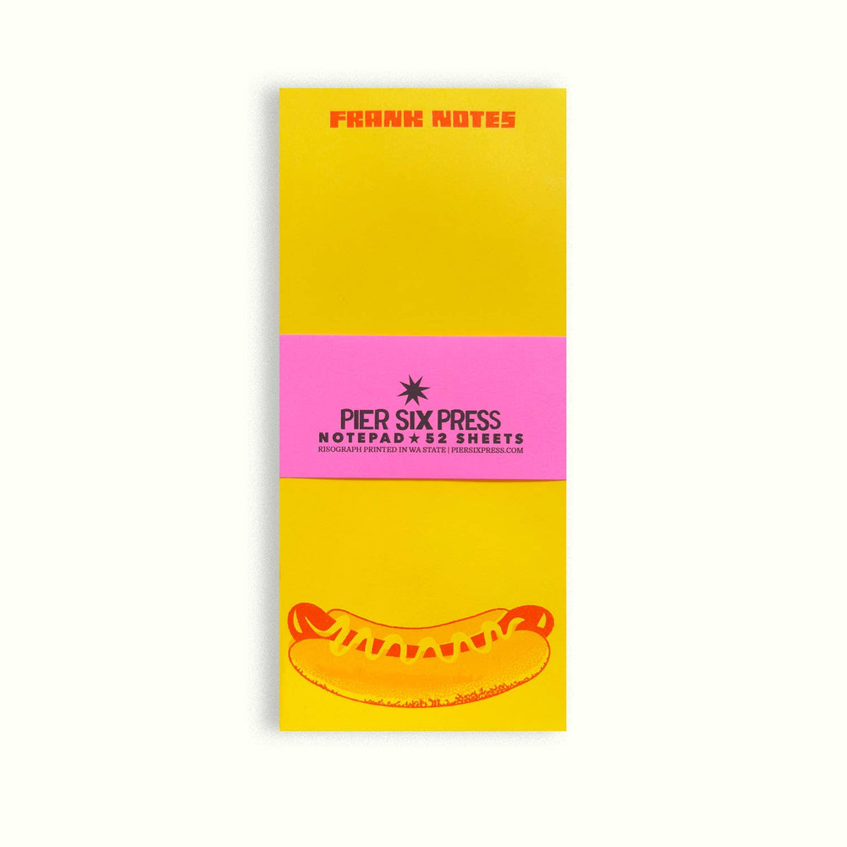 Pier Six Press - Frank Notes Hot Dog - Risograph 'Memo Maker' Notepad 