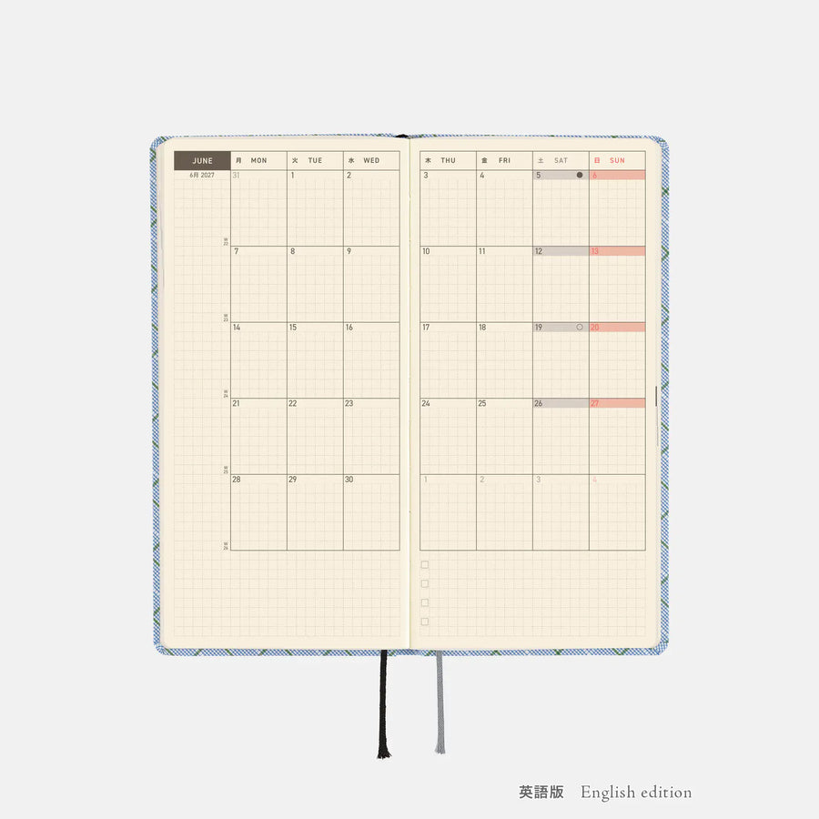 Hobonichi Techo 2027 Weeks Shirt Fabric: Graph Plaid