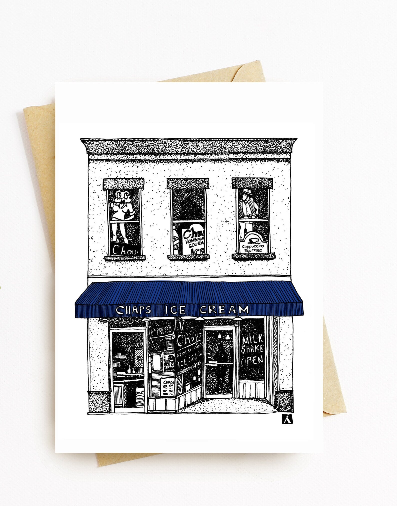 Bellavance Ink, Greeting Card With Chaps Ice Cream Restaurant In Charlottesville