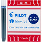 Pilot Namiki IC100  Fountain Pen Ink Cartridges, Blue/Black, 12pk